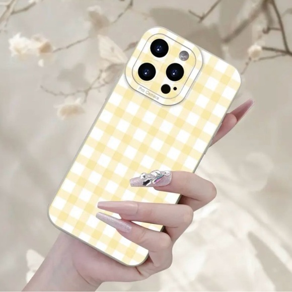 Apple iPhone Phone Case Simple Yellow Plaid Stylish & Protective TPU - Picture 3 of 6